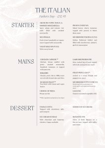 Fathers day menu